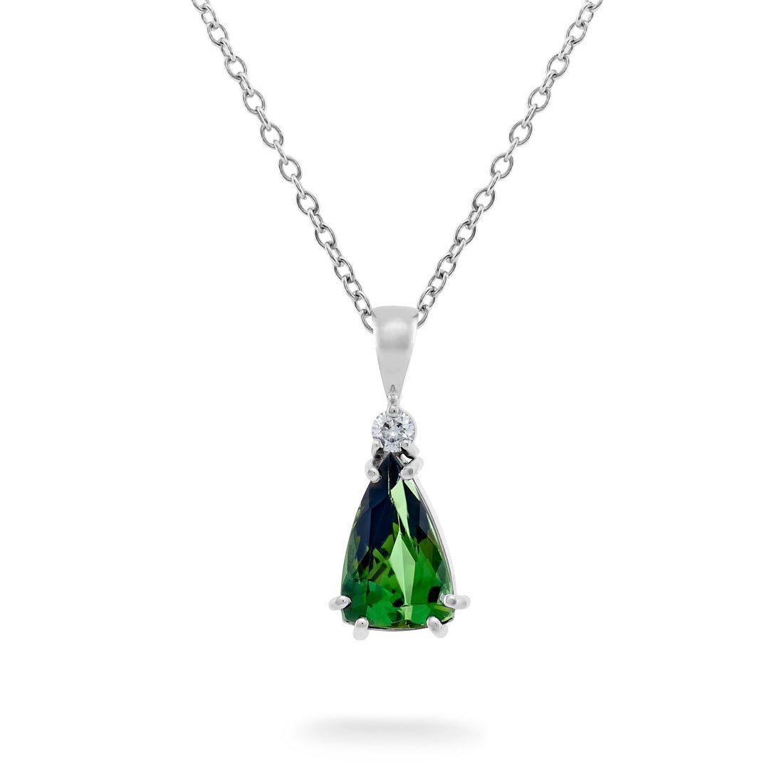 Green Tourmaline & Diamond Pendant - Dracakis Jewellers