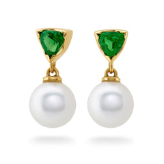 Green Tourmaline & South Sea Pearl Earrings - Dracakis Jewellers