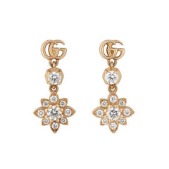 Gucci Flora Earrings in 18k Pink Gold & Diamonds - Dracakis Jewellers