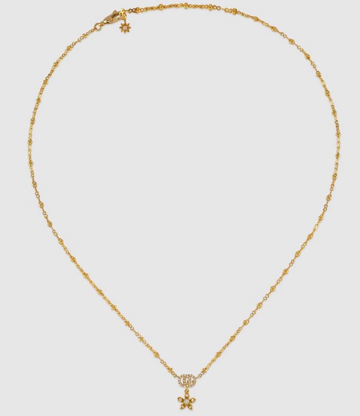 Gucci Flora Necklace in Yellow Gold and Diamonds - Dracakis Jewellers