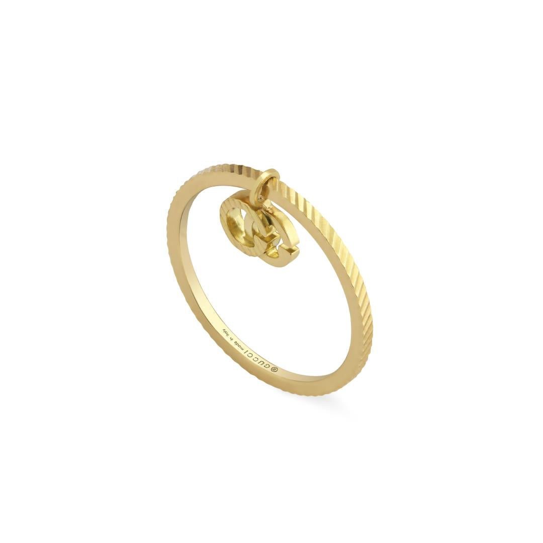Gucci GG Running Ring with Hanging Charm in Yellow Gold - Dracakis Jewellers