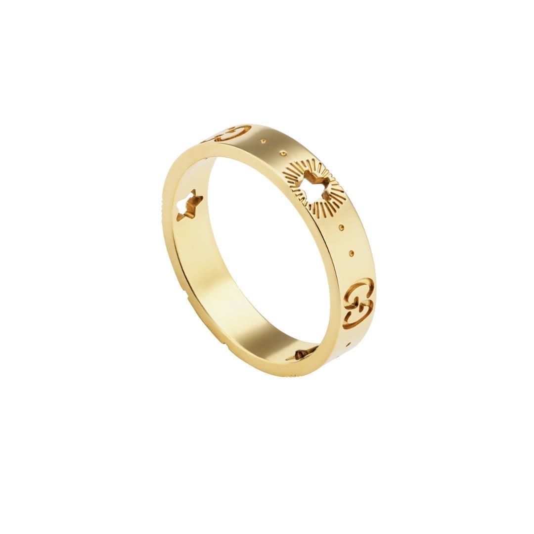 Gucci Icon 18k Yellow Gold Ring with Stars - Dracakis Jewellers