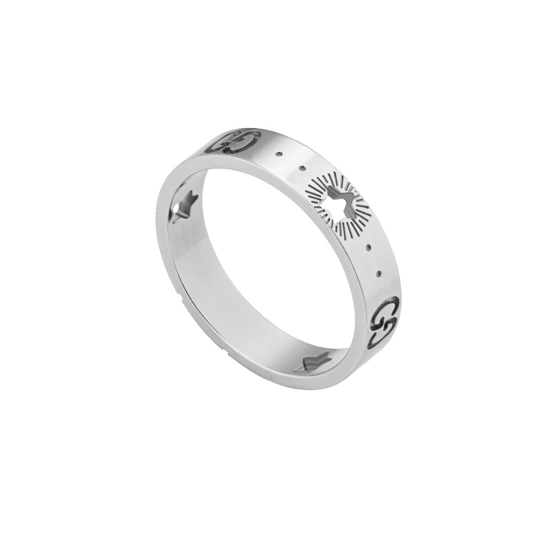 Gucci Icon White Gold Ring with Stars - Dracakis Jewellers