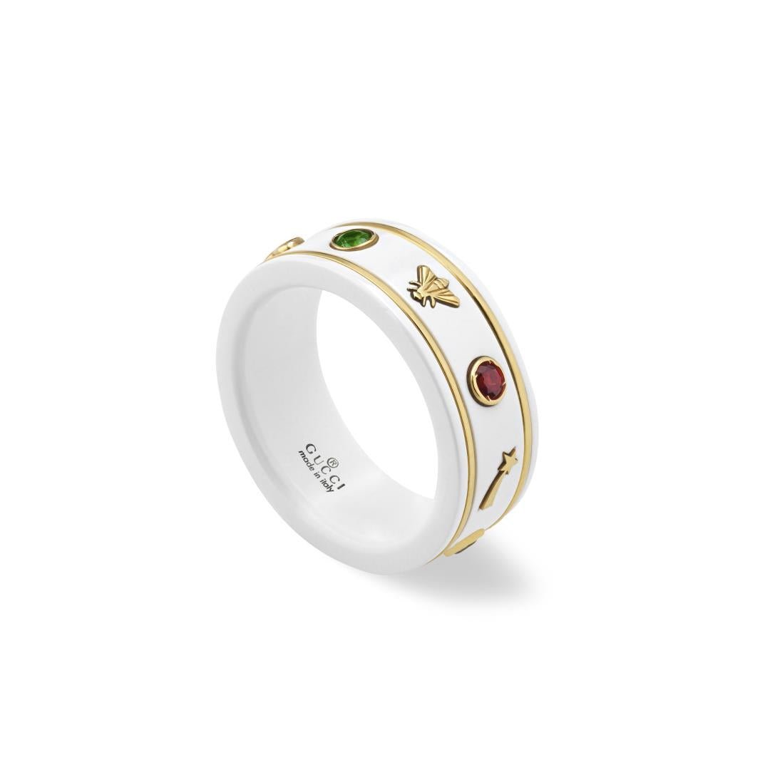 Gucci Icon White Zirconia Ring with Gemstones - Dracakis Jewellers