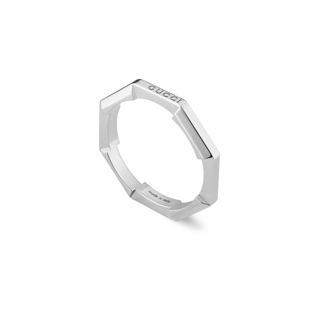 Gucci Link To Love Mirrored Ring in White Gold - Dracakis Jewellers