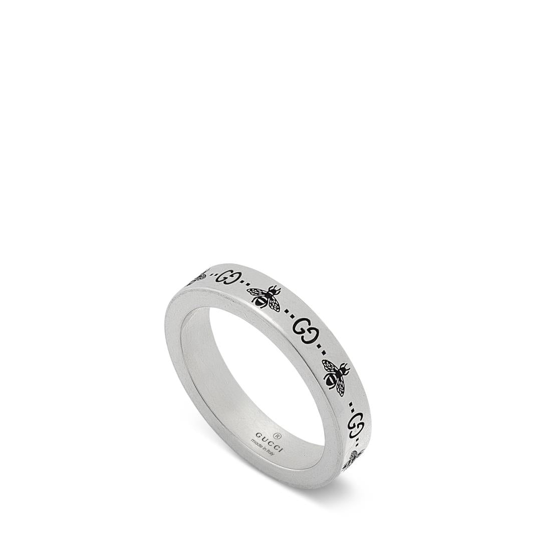 Gucci Signature GG and Bee Engraved Thin Ring - Dracakis Jewellers