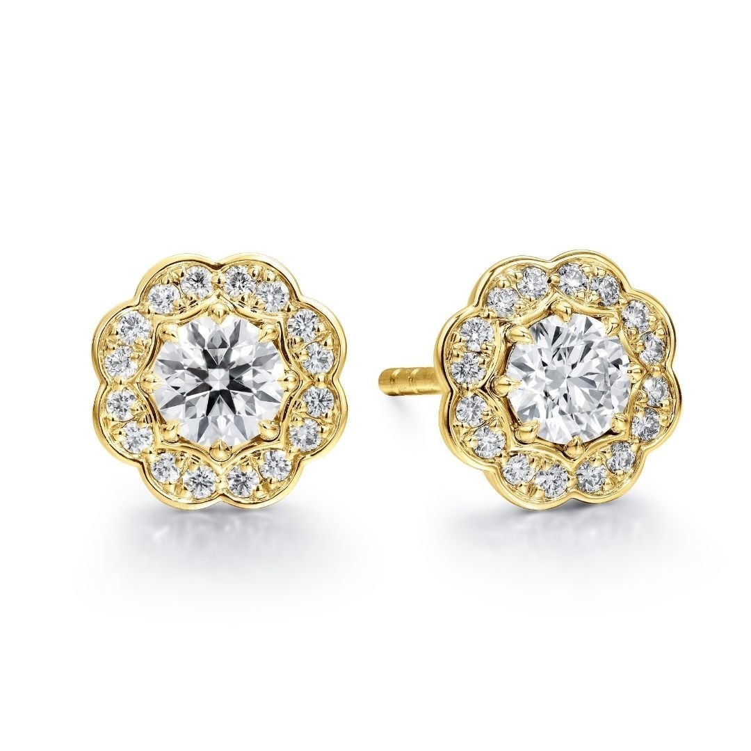 Hearts On Fire Lorelei Diamond Stud Earrings in Yellow Gold - Dracakis Jewellers