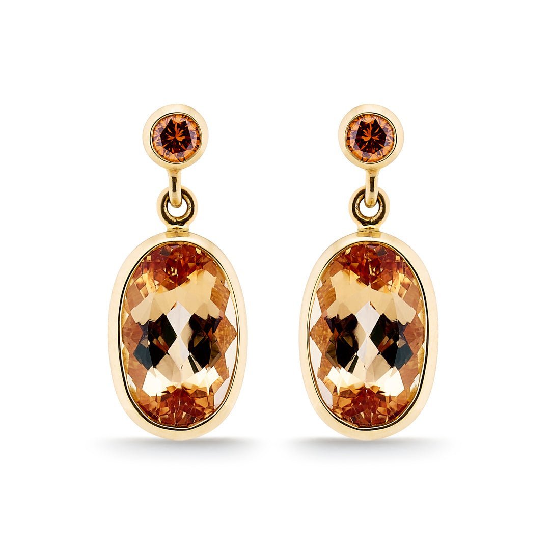 Raw Imperial Topaz Stud Earrrings - Uniquelan Jewelry