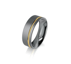 Infinity Tantalum & 9ct Yellow Gold Mens Wedding Ring - Dracakis Jewellers