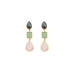 Labradorite, Aventurine & Rose Quartz Earrings - Dracakis Jewellers