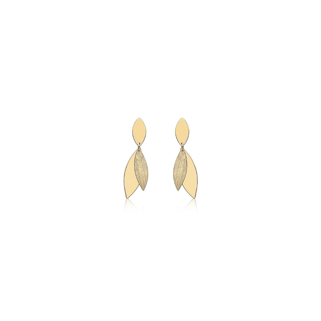 Leaf Shaped Drop Earrings in Gold - Dracakis Jewellers