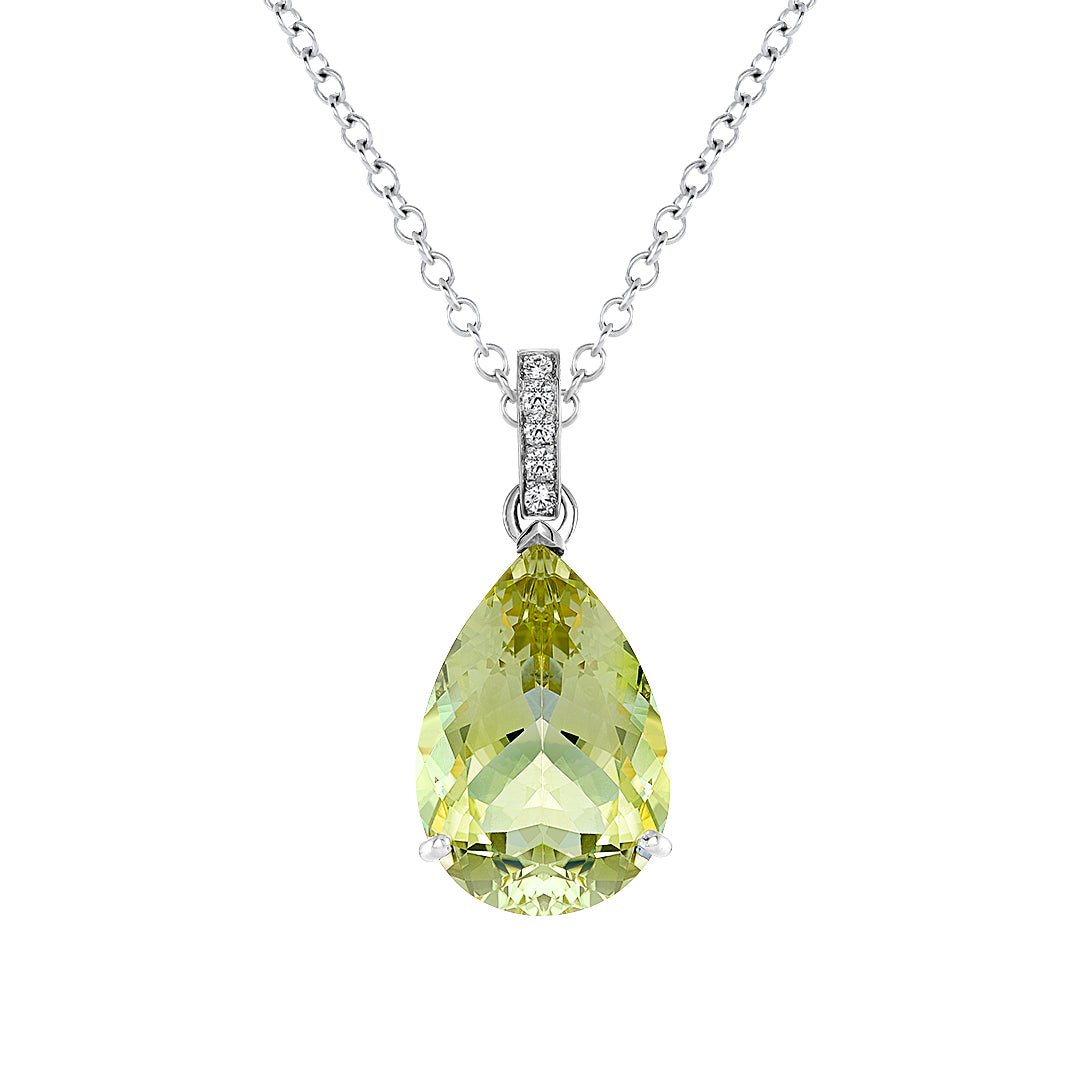 Lemon Quartz & Diamond Pendant - Dracakis Jewellers