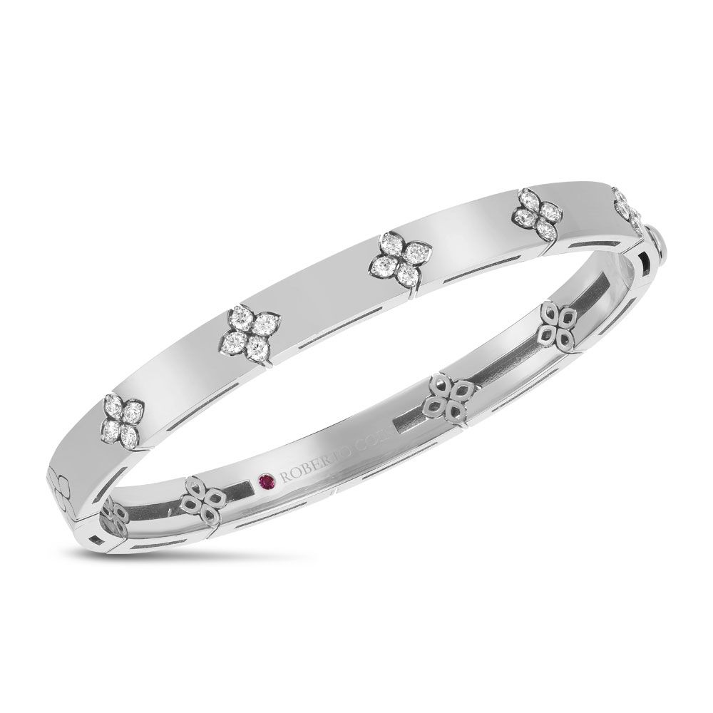 Love In Verona White Gold Bangle - Dracakis Jewellers