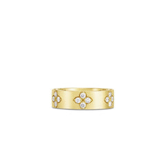 Love in Verona Wide Yellow Gold Ring with Diamonds - Dracakis Jewellers