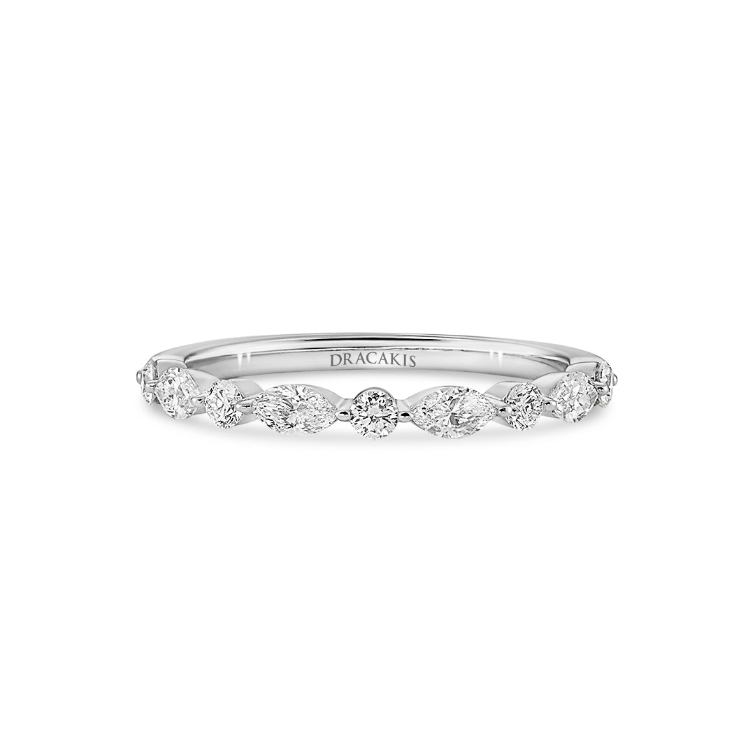Petite Cher 14kt Marquise Round Diamond HALFWAY Eternity Ring,single Prong Diamond  Ring,art Deco Ring,gift for Her,unique Wedding Ring - Etsy