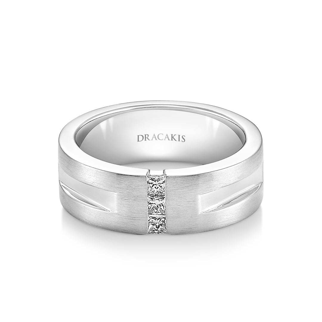 Mens White Gold & Diamond Wedding Ring - Dracakis Jewellers