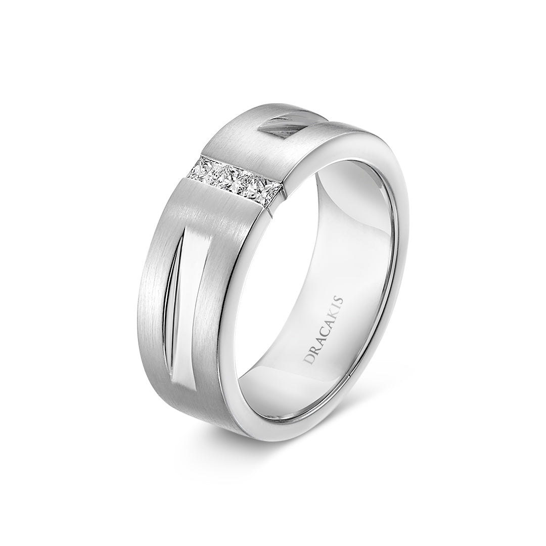 Mens White Gold & Diamond Wedding Ring - Dracakis Jewellers