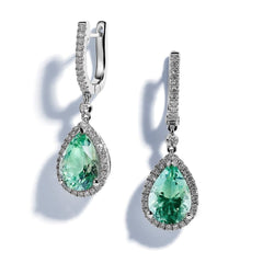 Mint Green Tourmaline & Diamond Earrings - Dracakis Jewellers