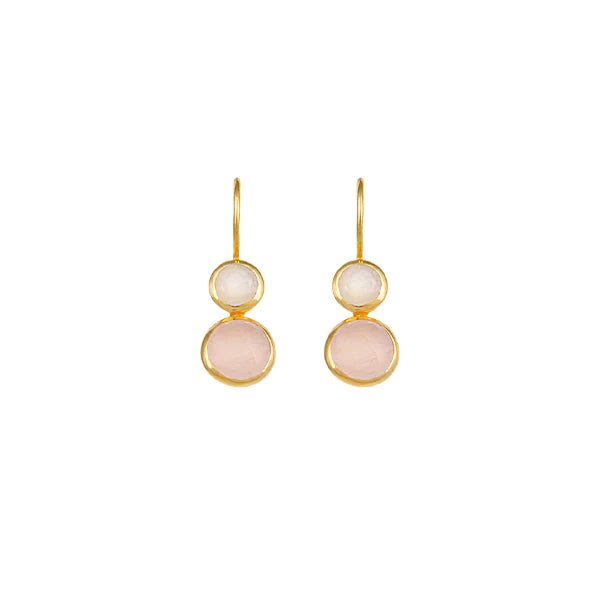 Moonstone and Rose Quartz Earrings - Dracakis Jewellers