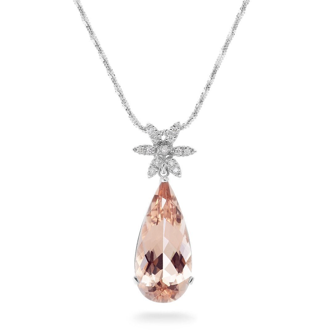 Morganite & Diamond Pendant - Dracakis Jewellers
