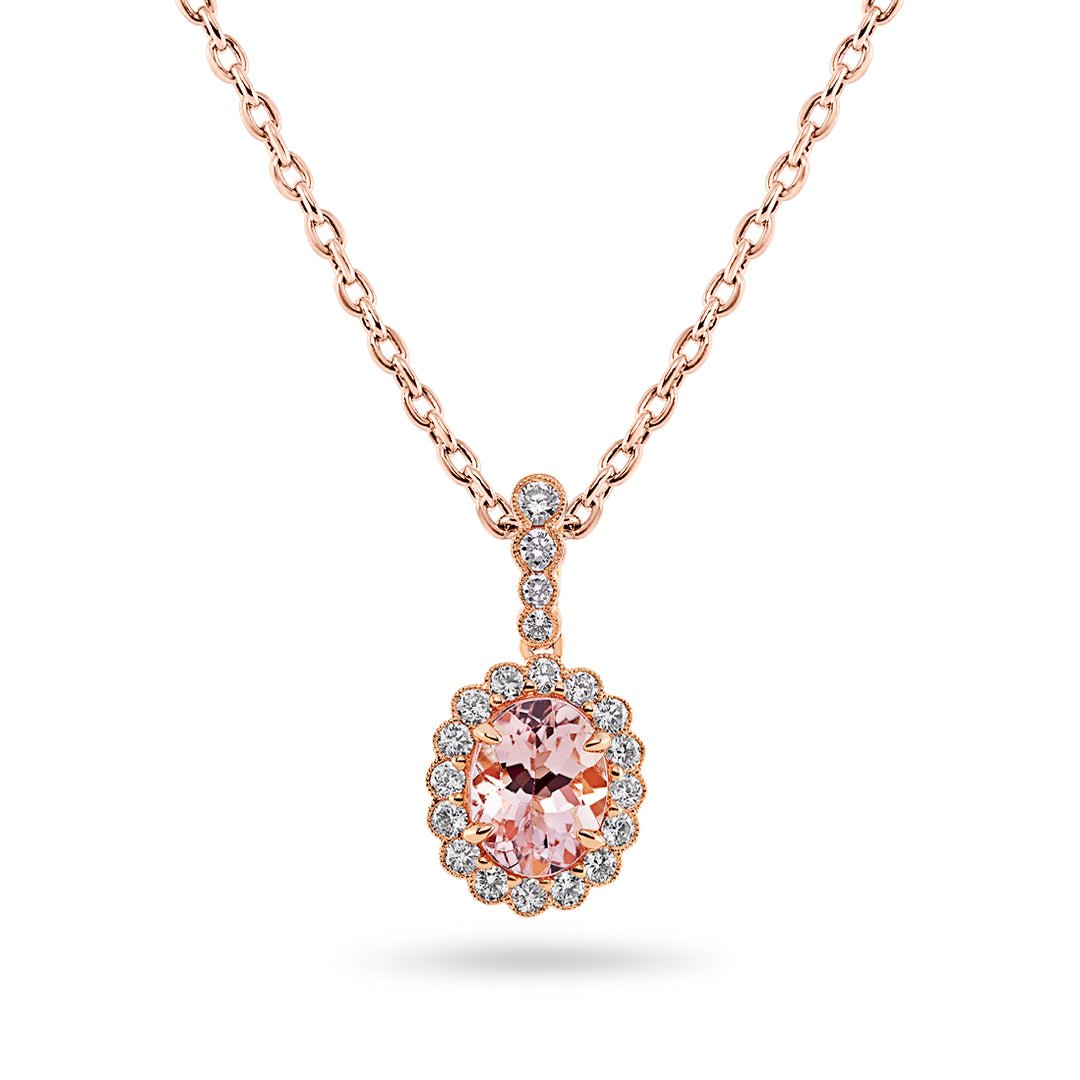 Morganite & Diamond Pendant - Dracakis Jewellers
