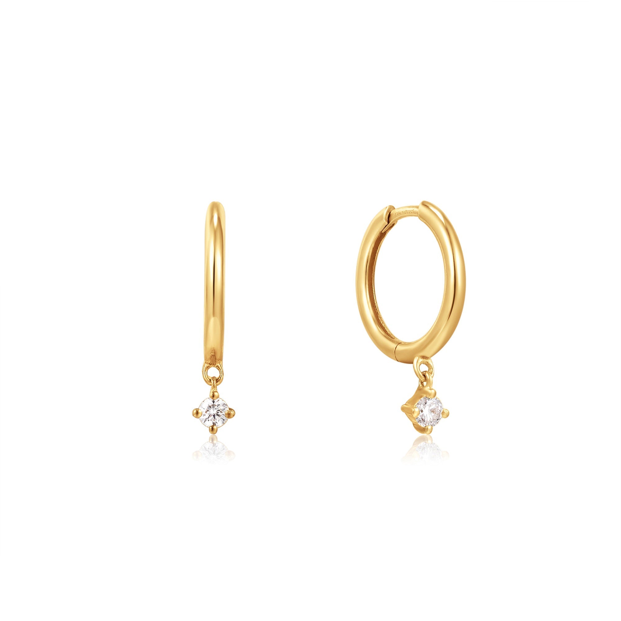 Natural Diamond Drop Huggie Hoop Earrings - Dracakis Jewellers