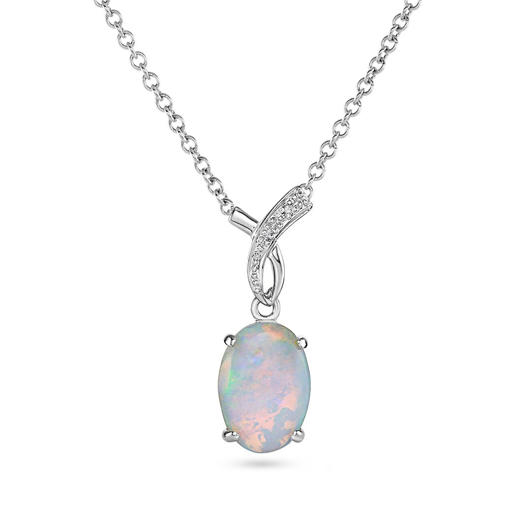 Opal & White Gold Pendant - Dracakis Jewellers