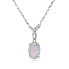 Opal & White Gold Pendant - Dracakis Jewellers