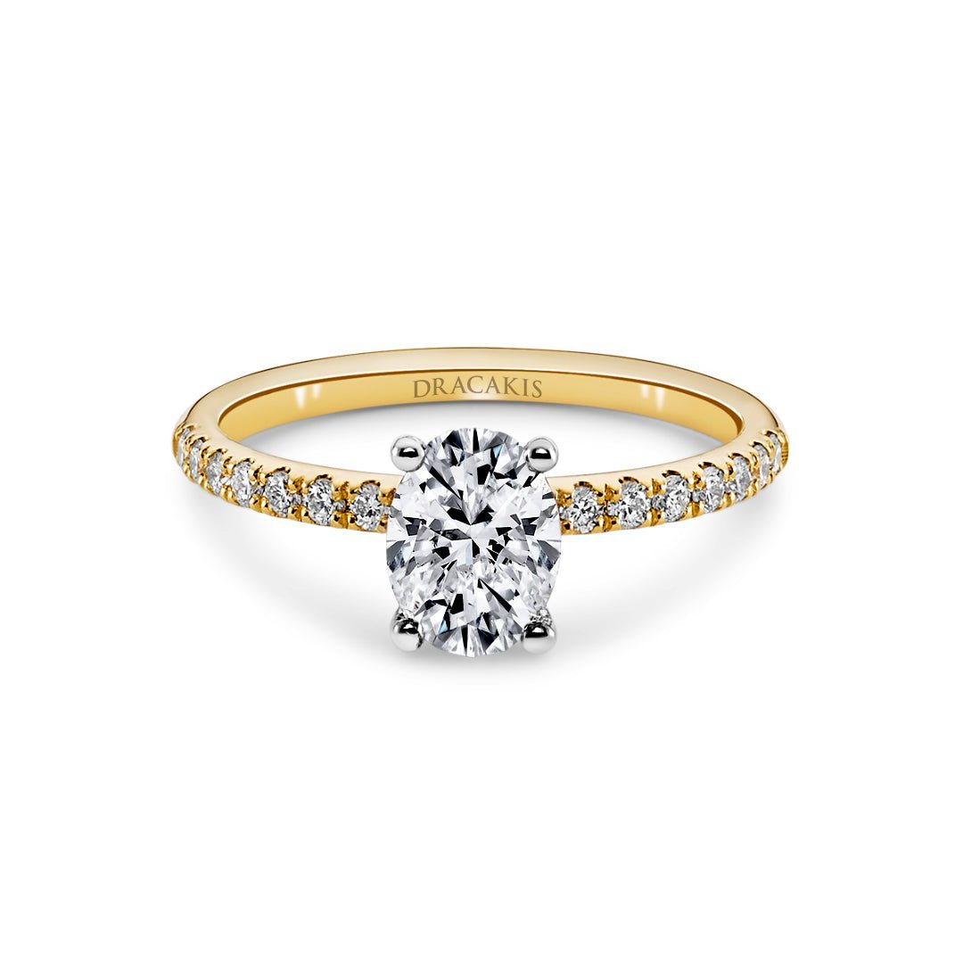 Oval Cut Diamond Engagement Ring with Diamond Band - Dracakis Jewellers ...