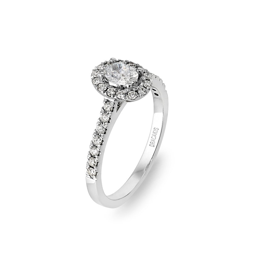 Oval Cut Diamond Halo Engagement Ring - Dracakis Jewellers