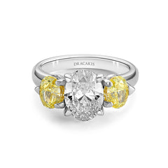 Oval Cut White & Yellow Diamond Engagement Ring - Dracakis Jewellers
