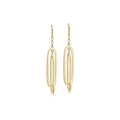 Oval Paperclip Drop Yellow Gold Earrings - Dracakis Jewellers
