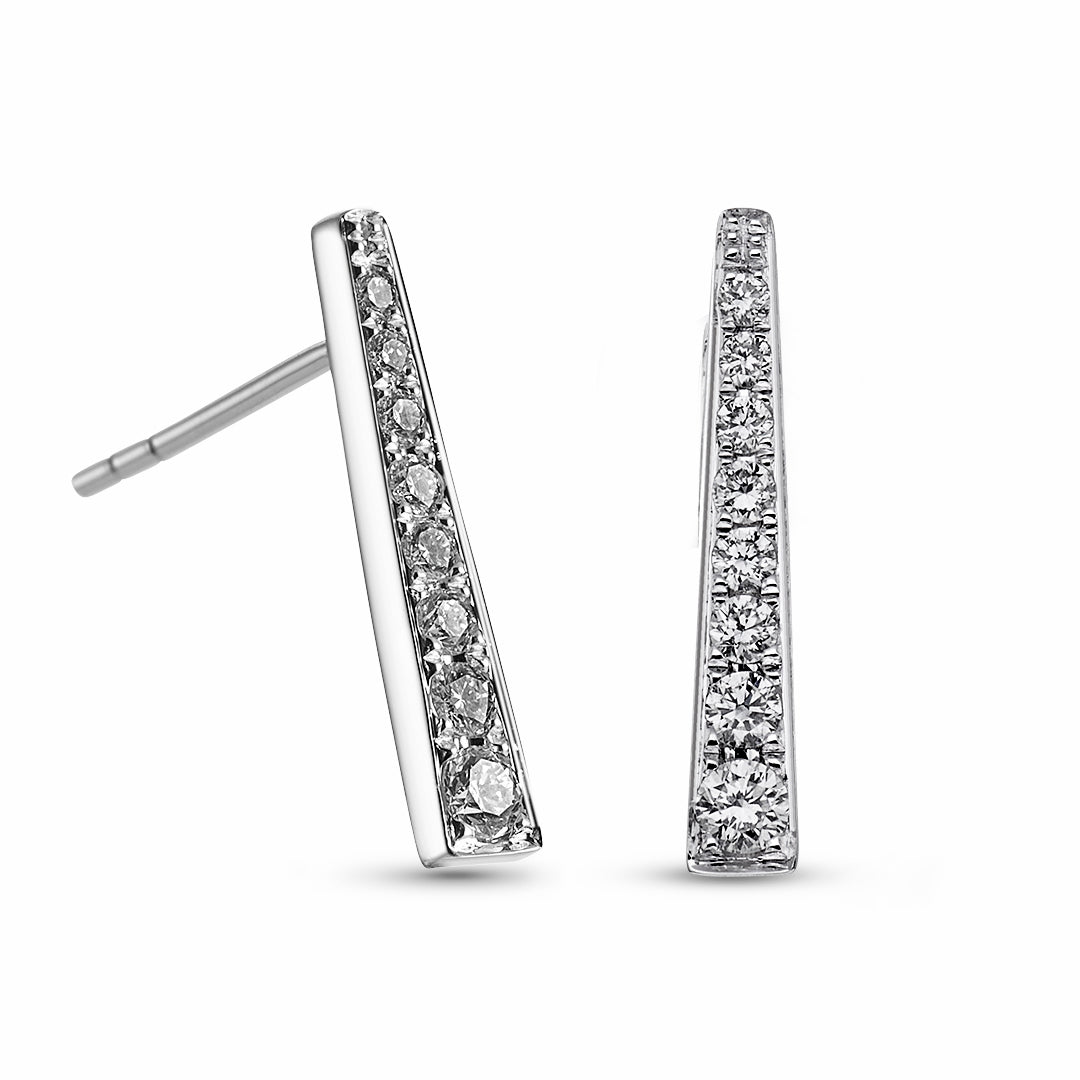 Pavé Diamond Graduated Bar Earrings - Dracakis Jewellers