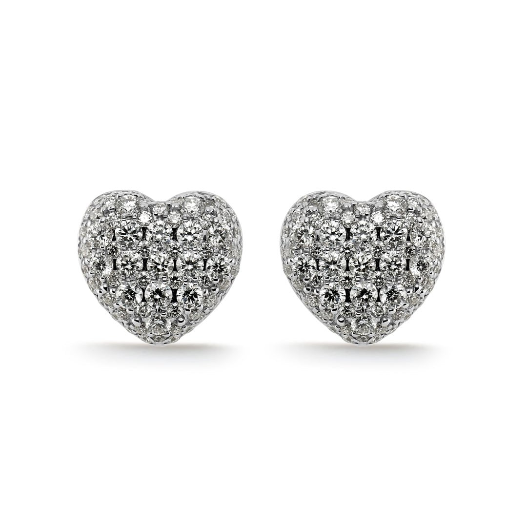 Pavé Diamond Heart Stud Earrings - Dracakis Jewellers