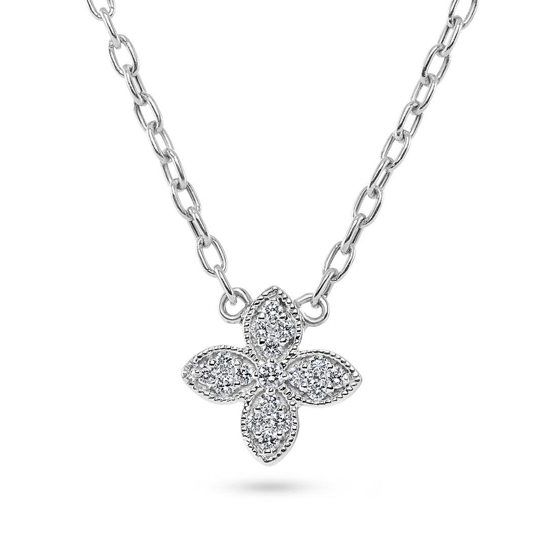 Pave Diamond Petal Necklace - Dracakis Jewellers