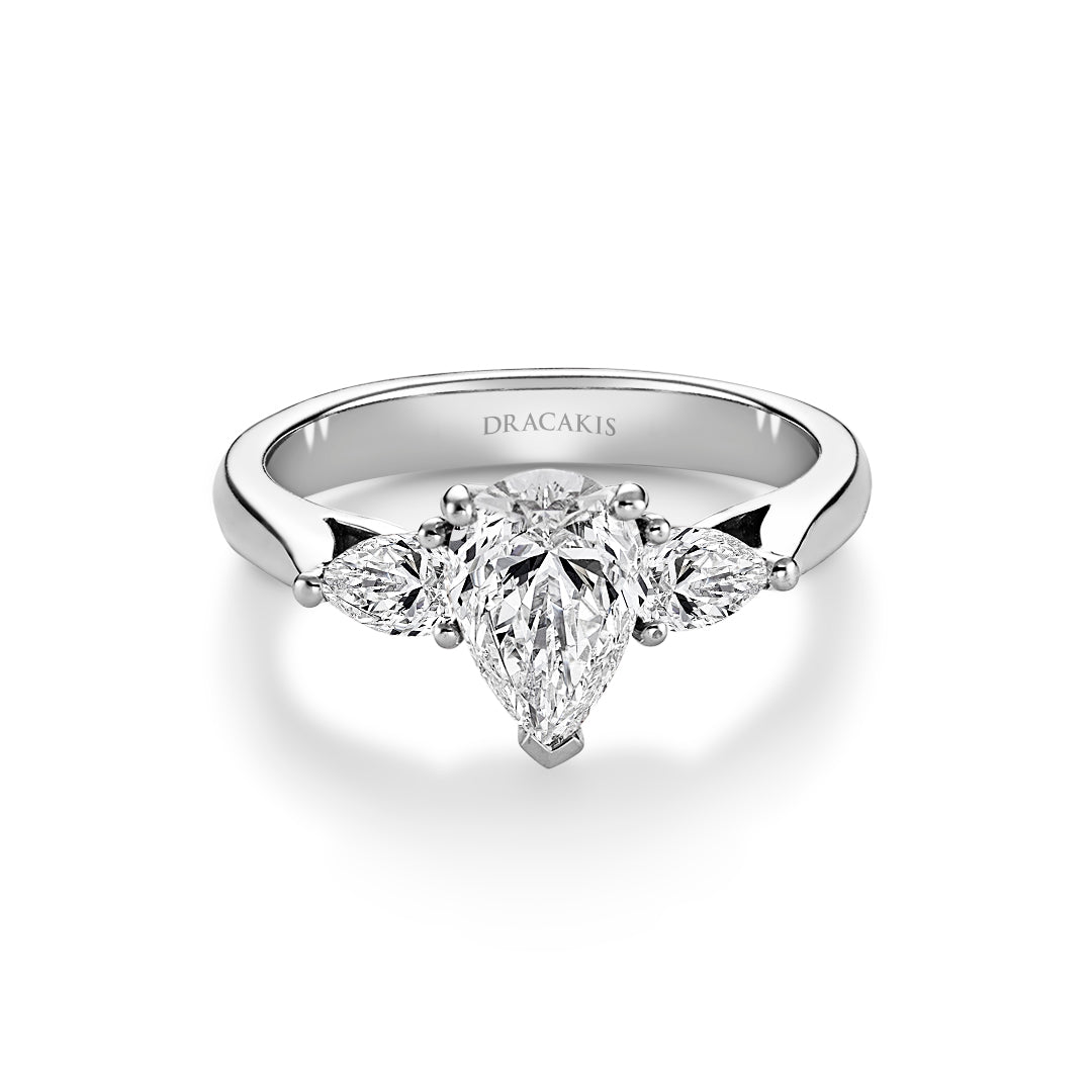 Pear Shape Three Stone Engagement Ring - Dracakis Jewellers