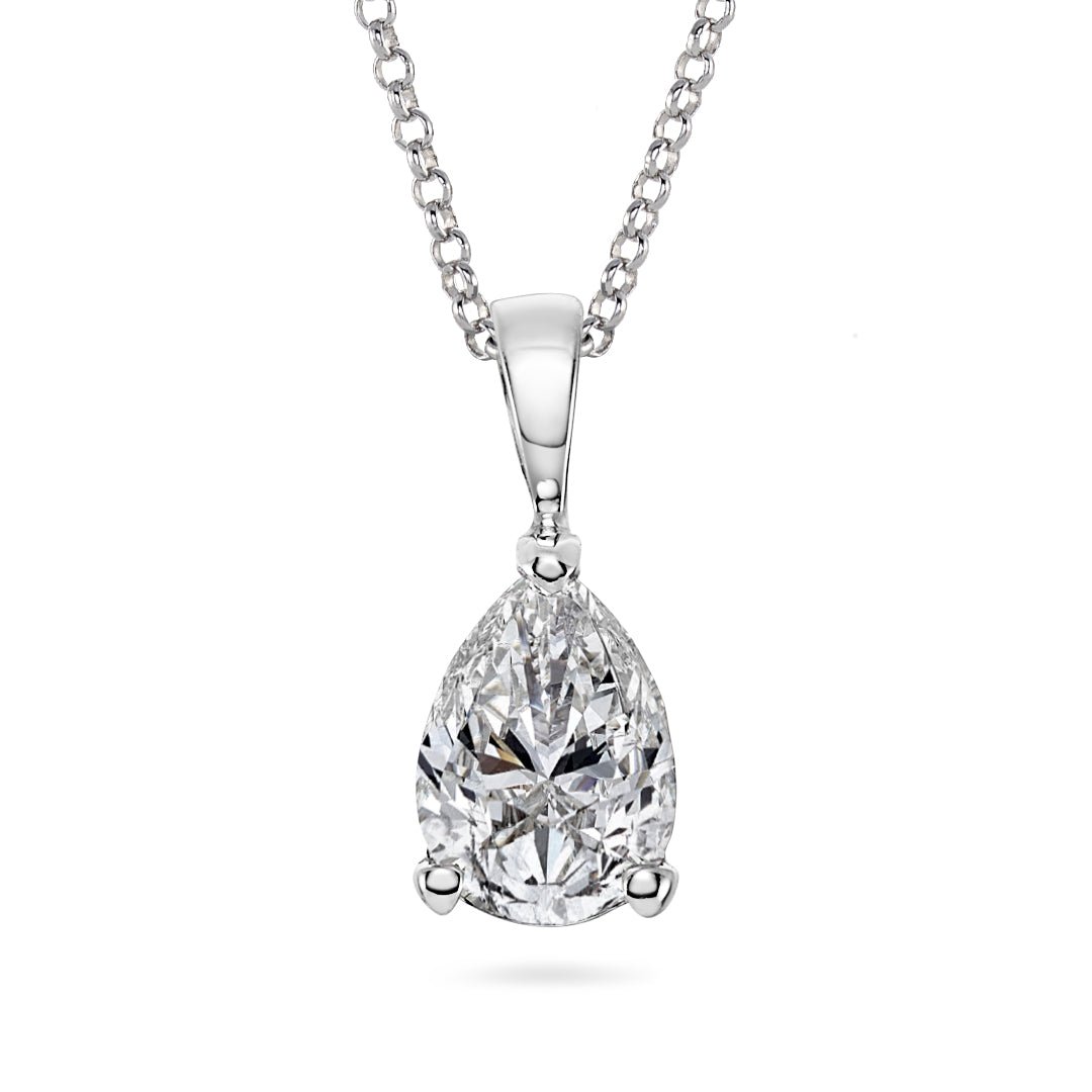 Pear Shaped Diamond Solitaire Pendant - Dracakis Jewellers