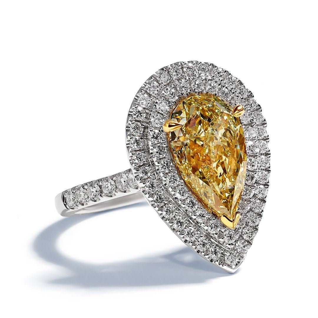 Pear Shaped Yellow Diamond Engagement Ring - Dracakis Jewellers