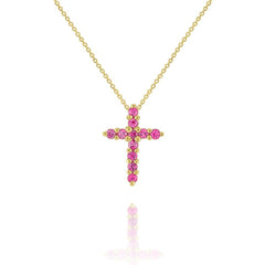 Pink Sapphire Cross Necklace - Dracakis Jewellers
