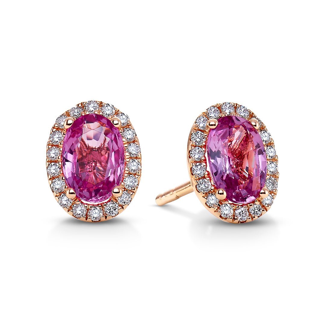 Pink Sapphire & Diamond Earrings - Dracakis Jewellers
