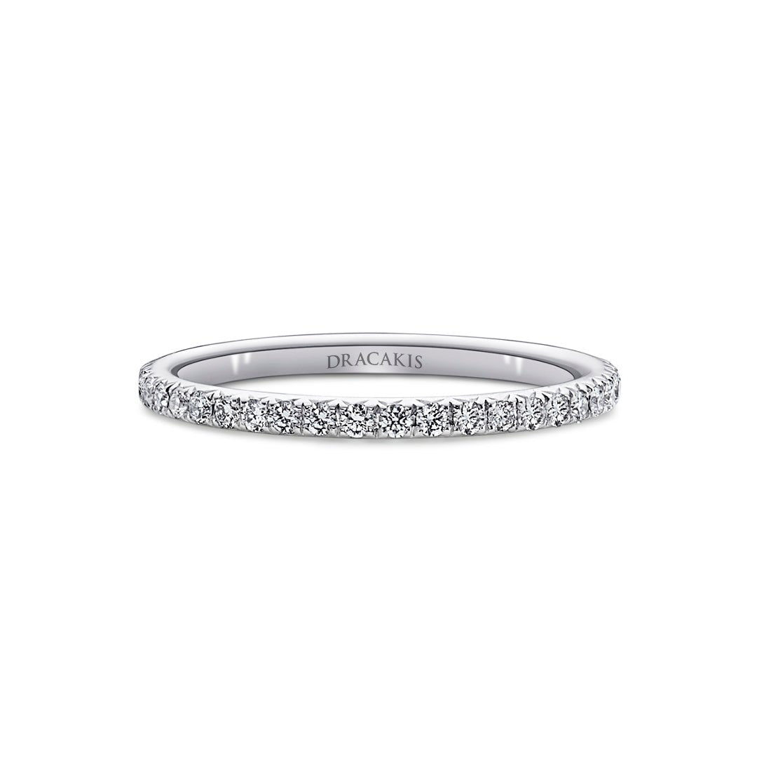 Platinum French Pave Diamond Wedding Ring - Dracakis Jewellers