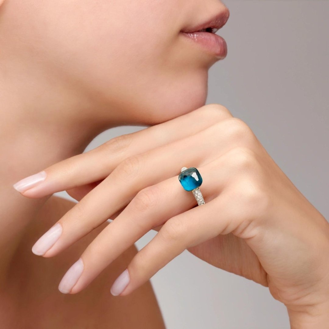 Nudo Deep London Blue Topaz Ring with Diamonds - Dracakis Jewellers