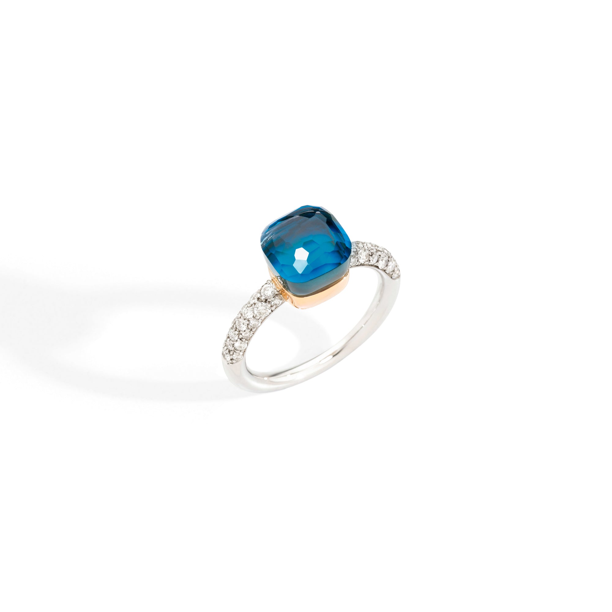 Nudo Deep London Blue Topaz Ring with Diamonds - Dracakis Jewellers