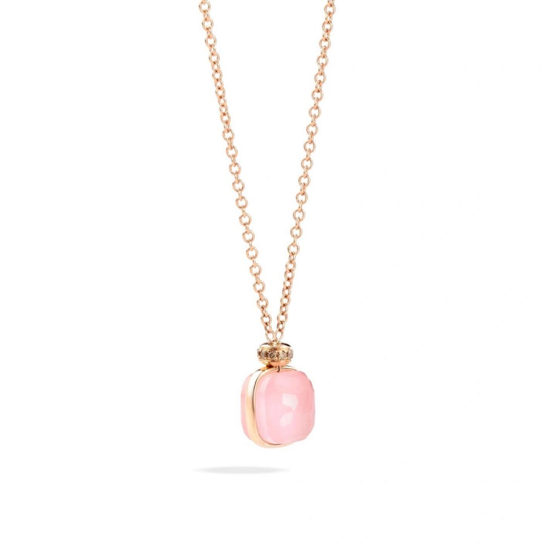 Nudo Necklace with Pink Chalcedony, Rose Quartz & Diamonds - Dracakis Jewellers
