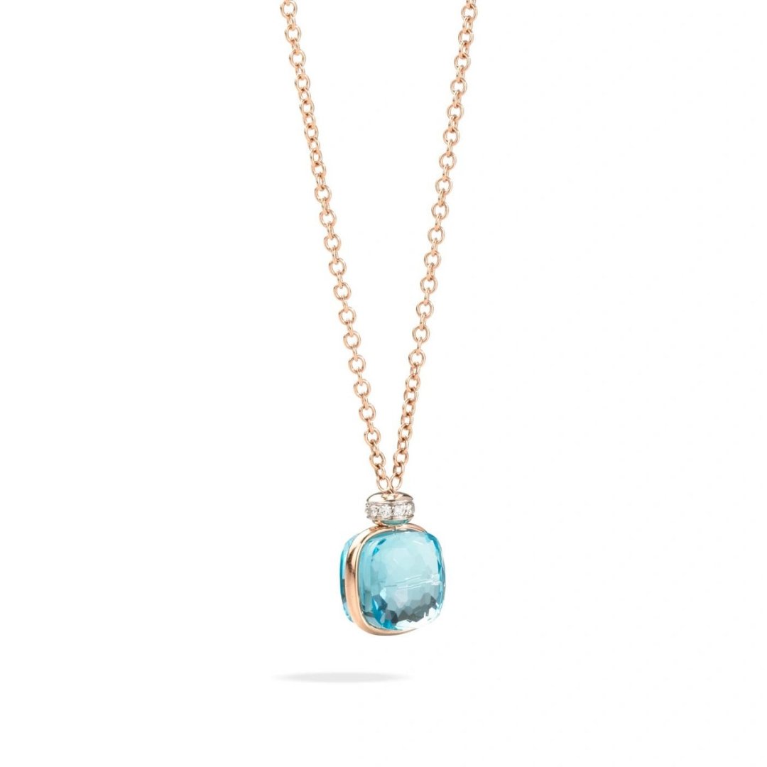 Nudo Necklace with Sky Blue Topaz & Diamonds - Dracakis Jewellers
