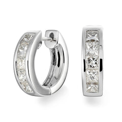 Princess Cut Diamond Hoop Earrings - Dracakis Jewellers