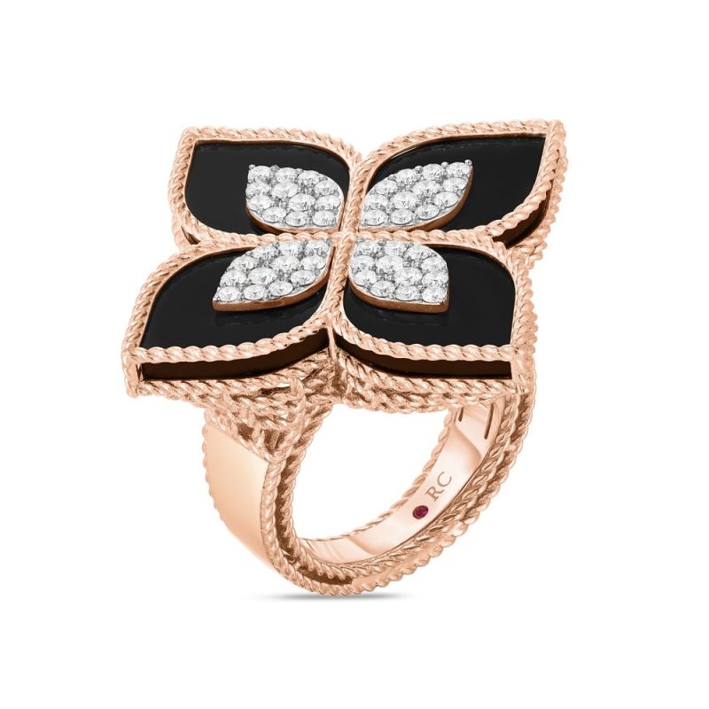 Roberto Coin Princess Flower Jade & Diamond Ring - Dracakis Jewellers ...