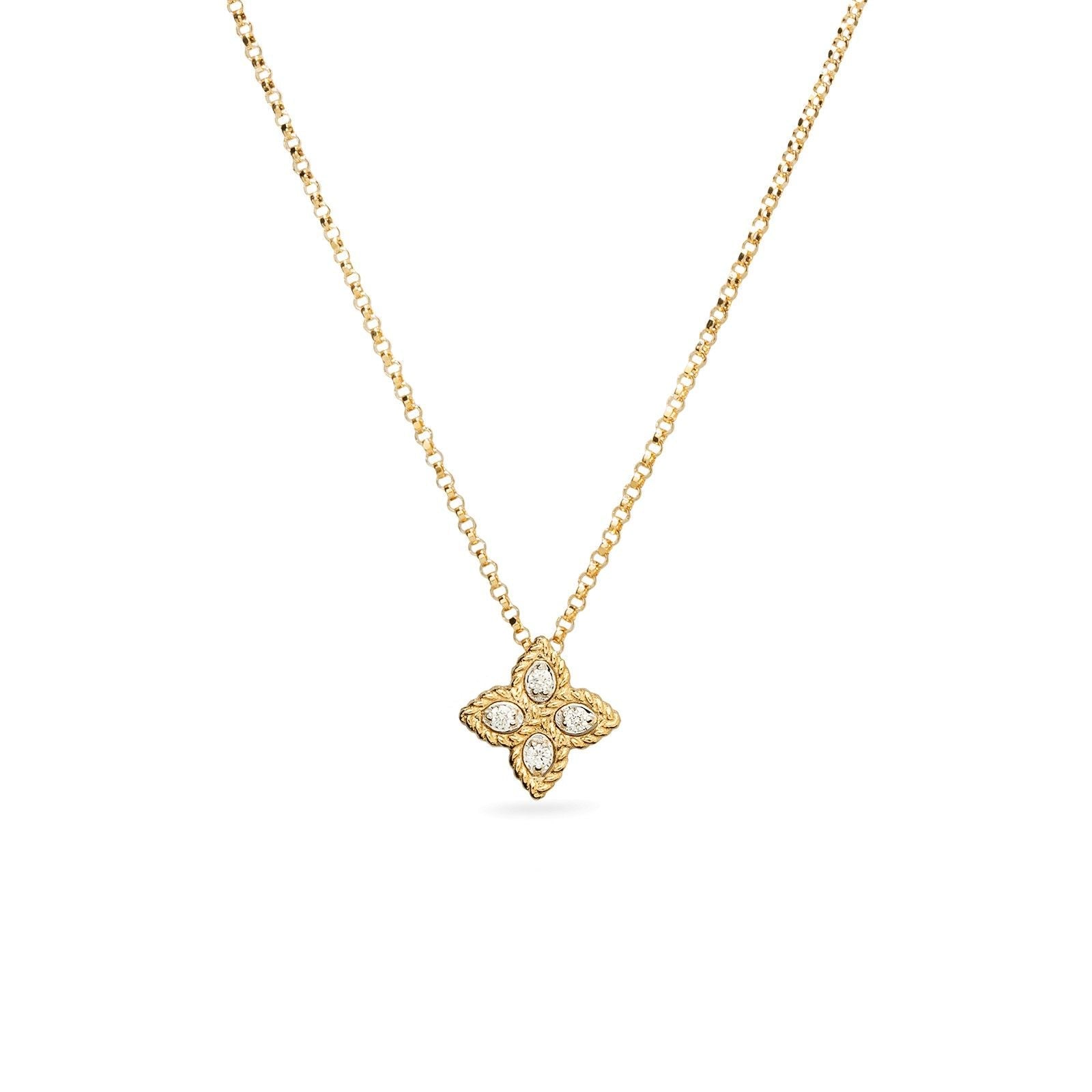Princess Flower Yellow Gold Diamond Necklace - Dracakis Jewellers