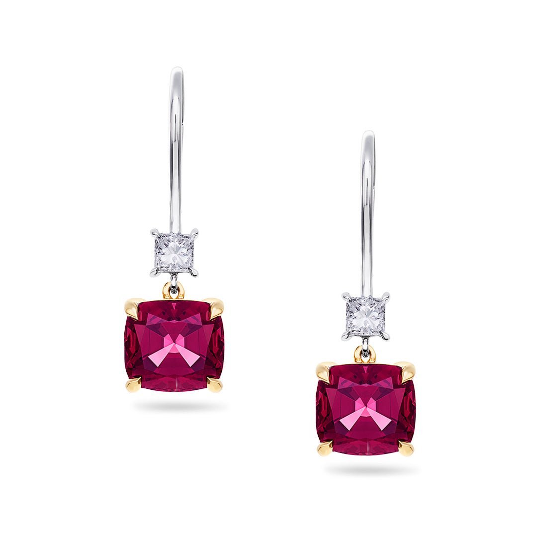 Rhodolite Garnet & Diamond Earrings - Dracakis Jewellers