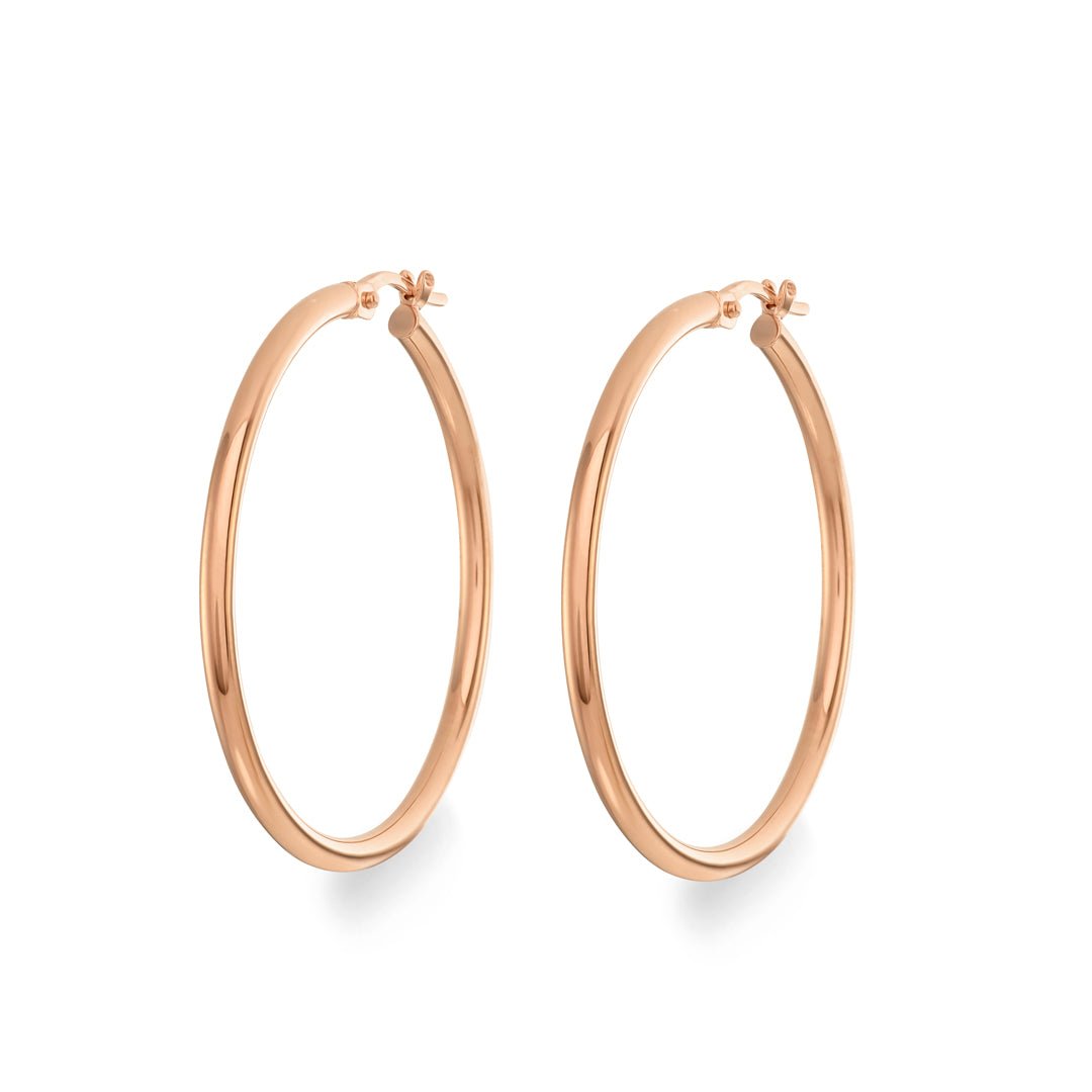Rose Gold Classic Hoop Earrings - Dracakis Jewellers